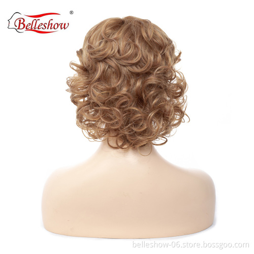Hot sell  wholesale short hair cheap women brown Curly wig for young girl wigs